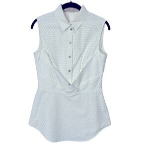 Lela Rose White Tank Top Eyelet Blouse Women’s size 6